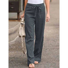 Amelie | Damen Weite Palazzo Hose mit Bindegürtel – Grau