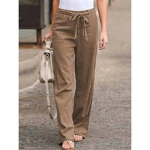 Amelie | Damen Weite Palazzo Hose mit Bindegürtel – Braun