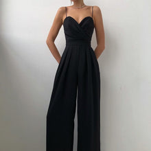 Eleganter Jumpsuit mit Spaghettiträgern für Damen – Schwarz