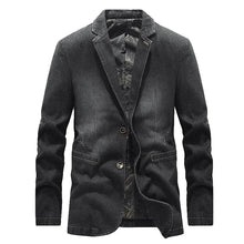 Herren-Jeansjacke im Washed-Look mit Used-Details und zwei Knöpfen – Ivar – Schwarz