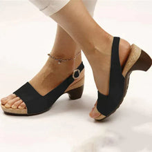 Annika | Damen Keilabsatz Slingback Sandaletten – Schwarz