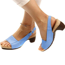 Annika | Damen Keilabsatz Slingback Sandaletten – Blau