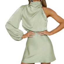 Asymmetrisches Satin-Minikleid für Damen – Hellgrün