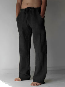 Garth - Leinen-Baggy-Hose für Herren – Schwarz