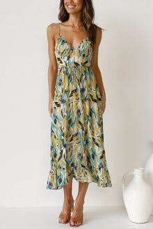 Charity™ – Damen Midikleid Mit Figurschmeichelnder Silhouette & Farbenfrohem Design – Grün