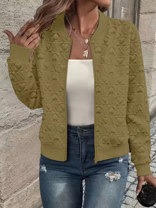 Lojina – Jacke MIT Reißverschluss Und Geprägtem Herzmuster – Khaki
