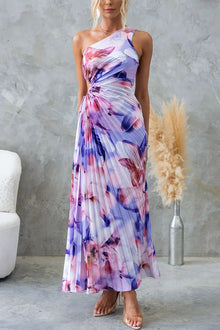 One-Shoulder Maxikleid – Asymmetrisches Sommerkleid mit Cut-Out & fließendem Rock – Lila