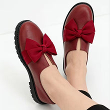 Nargiza - Elegante Loafer Mit Schleife Runder Zehenpartie Und Klobiger Sohle – Burgund