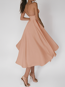 Glamouröses Ärmelloses Pailletten-Kleid für Damen mit Federn – Aprikose