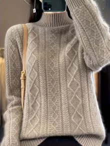 Bequemer gestrickter Pullover mit langen, kuscheligen Ärmeln für Damen | Perfekt für zwanglose Tage – Kamel