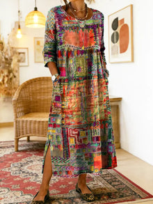 Maelle - Bedrucktes, locker geschnittenes Midikleid – Orange