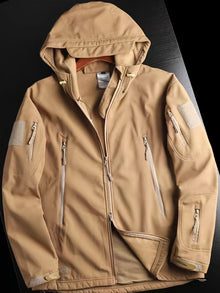Warme Unifarbene Winddichte Outdoorjacke Mit Taschen Für Herren | Perfekt für Outdoor-Aktivitäten – Khaki