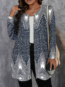Joalyne - Lässige Strick Jacke Mit Polka Dot Und Streifenmuster – Grau