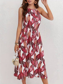 Nova - Ärmelloses Midi Kleid mit Schlitz – Rot