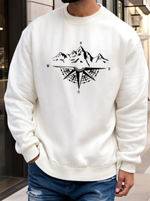 Lässiger warmer Baumwolle Sweatshirt für Männer | Perfekt für Alltagskleidung – Weiß