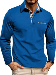 Van Laar – Poloshirt mit langen Ärmeln – Blau