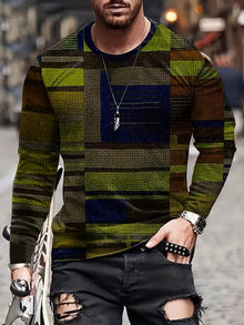 Kellan – Langärmliges Hemd MIT Geometrischem Patchwork-print – Dunkelgrün