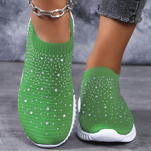 Elizaa – Bequemer Turnschuh Mit Strasssteinen – Grün