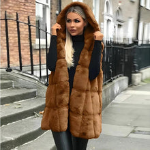 Winterweste mit Kapuze für Damen – Braun