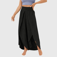 Magdalena | Damen Weit geschnittene Boho-Hose mit Schlitzdesign – Schwarz