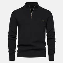 Bartholomäus | Herren Strickpullover mit Troyer-Kragen – Schwarz