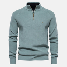 Bartholomäus | Herren Strickpullover mit Troyer-Kragen – Hellblau