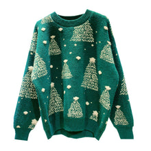 Roter Weihnachtsbaum Jacquard Pullover für Damen – Grün