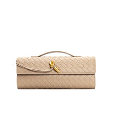 Geflochtene Damen Clutch aus Echtleder – Elegant & Vielseitig – Khaki