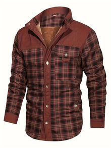 Rero | Herren Retro-Karohemd mit Fleece-Futter – Warmer Freizeitmantel – Kaffee