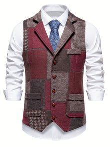 Evren - Maßgeschneiderte Patchwork-Weste – Rot