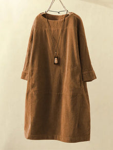 Anna | Corduroy Tunika Kleid – Braun