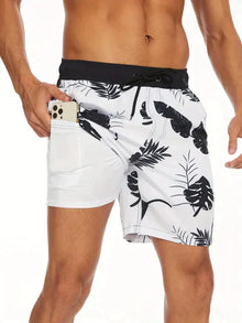 Benedikt | Herren Badeshorts mit Innenfutter – Weiß