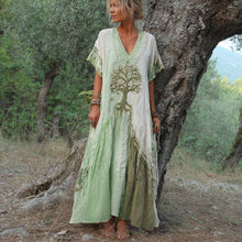 Winifred – Kurzärmeliges Kleid Im Retro Baum Gestaltung – Grün