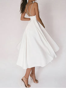 Charline™ – Damen Abendkleid Lang mit V-Ausschnitt Eleganz & Komfort – Weiß