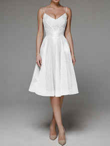 Elegantes A-Linien-Kleid | Spaghettiträger | Femininer Chic – Weiß