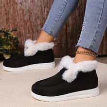 Warme Damen Winterstiefeletten – Gefütterte Slip-On Schuhe mit flacher Sohle und Kunstfell, ideal für kalte Wintertage – Zwart