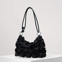 Handtasche mit 3D-Rosen | Knotengriff | Extravagant & Feminin – Schwarz