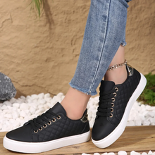 Marion | Damen Freizeit-Sneaker mit Steppung und Schnürung – Schwarz