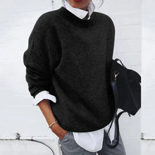 Damen Lässig Langarm Pullover | Warm – Schwarz