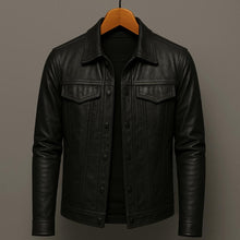 Lulzim – Lässige Schlanke Passform Leder Jacke – Schwarz