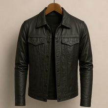 Lulzim – Lässige Schlanke Passform Leder Jacke – Grau