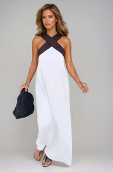 Nicole - Stilvolles Crossover-Ausschnitt-Kleid – Weiß