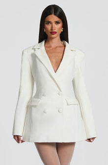 Blazer Minikleid Tailliert Damen – Weiß
