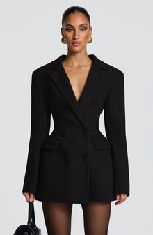 Blazer Minikleid Tailliert Damen – Schwarz