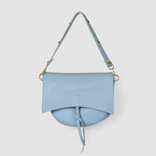Vintage Damen Schultertasche – Vegan Leder mit Pouch & Canvas Gurt – Blau