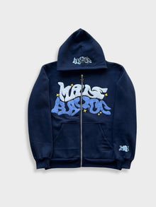 Vintage Bestickte Hoodie Mit Tasche Für Herren | Casual Streetwear für Alltag – Blau