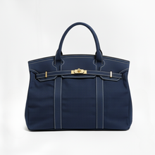 Boatkin Damen Tote Bag aus Canvas mit strukturierter Optik – Dunkelblau