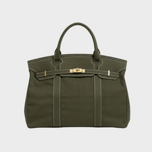 Boatkin Damen Tote Bag aus Canvas mit strukturierter Optik – Olivgrün