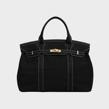 Boatkin Damen Tote Bag aus Canvas mit strukturierter Optik – Schwarz