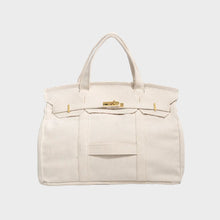 Boatkin Damen Tote Bag aus Canvas mit strukturierter Optik – Weiß
